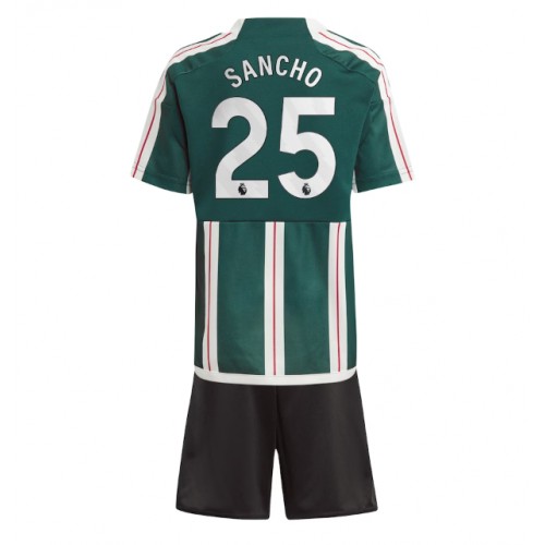 Fotballdrakt Barn Manchester United Jadon Sancho #25 Bortedraktsett 2023-24 Kortermet (+ Korte bukser)
